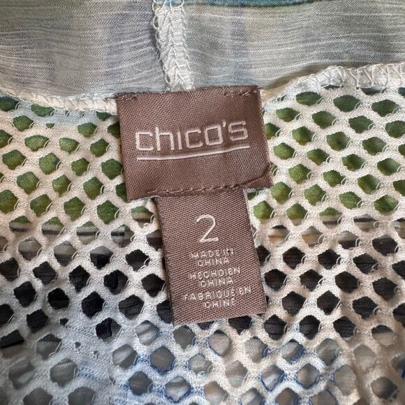Chicos water color swimsuit mesh cover up Kimono size 2 Beach Resort - Picture 6 of 7